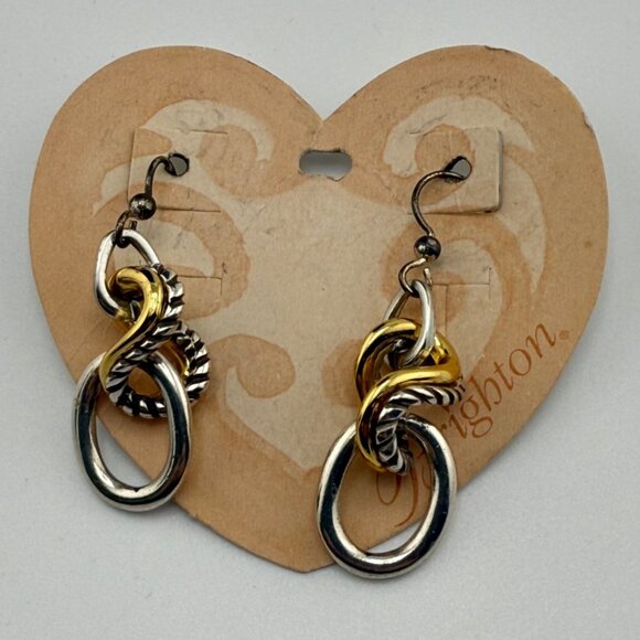 Brighton Women's Embrace Two-Tone Dangle Earrings With Twisted Metal Design - Picture 2 of 4